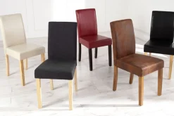 Edler Kolonial Stuhl GENUA whisky braun Vintage Look Massivholzbeine
