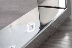 Eindrucksvoller Couchtisch BARRACUDA 110cm antik Teakholz mit Kufengestell und Glas