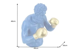 Einzigartige Statue BOXER 50cm blau gold handmade Skulptur Deko-Figur