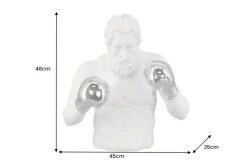 Einzigartige Statue BOXER 50cm weiß silber handmade Skulptur Deko-Figur
