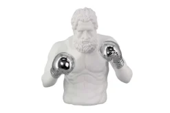 Einzigartige Statue BOXER 50cm weiß silber handmade Skulptur Deko-Figur