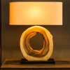 Einzigartige Tischlampe ORGANIC ARTWORK 65cm natur creme weiß Regenbaum mit Leinenschirm