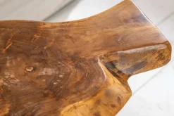 Einzigartiger Beistelltisch WILD 40cm Teakholz Baumscheibe Couchtisch