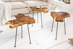 Einzigartiger Beistelltisch WILD 40cm Teakholz Baumscheibe Couchtisch