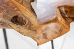 Einzigartiger Beistelltisch WILD 40cm Teakholz Baumscheibe Couchtisch