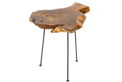 Einzigartiger Beistelltisch WILD 40cm Teakholz Baumscheibe Couchtisch