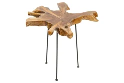 Einzigartiger Beistelltisch WILD 40cm Teakholz Baumscheibe Couchtisch