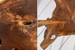 Einzigartiger Beistelltisch WILD 40cm Teakholz Baumscheibe Couchtisch