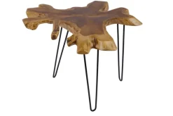 Einzigartiger Beistelltisch WILD 60cm Teakholz Baumscheibe Couchtisch
