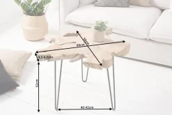 Einzigartiger Beistelltisch WILD 60cm Teakholz Baumscheibe Couchtisch