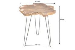 Einzigartiger Beistelltisch WILD 65cm natur Teakholz Hairpin Legs Couchtisch