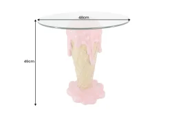 Einzigartiger Couchtisch ICE CREAM 50cm beige rosa runde Tischplatte Glas handmade