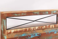 Einzigartiges Bett JAKARTA 185cm braun bunt aus recycelten Fischerbooten Massivholz