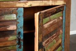 Einzigartiges Sideboard JAKARTA 160cm bunt recyceltes Massivholz aus Fischerbooten