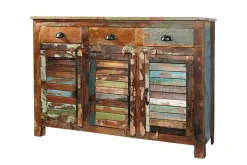 Einzigartiges Sideboard JAKARTA 125cm recyceltes Massivholz aus Fischerbooten