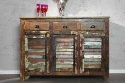 Einzigartiges Sideboard JAKARTA 125cm recyceltes Massivholz aus Fischerbooten