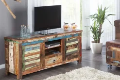 Einzigartiges TV-Board JAKARTA 150cm bunt recyceltes Massivholz