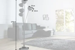 Elegante Design Stehlampe MAGMA 170cm schwarz gold Stehleuchte