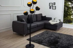 Elegante Design Stehlampe MAGMA 170cm schwarz gold Stehleuchte