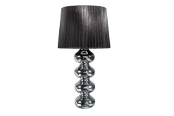 Elegante Design Tischlampe MIA 60cm silber Tischleuchte Stoffschirm