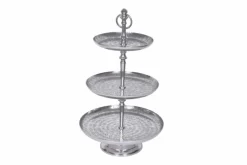 Elegante Etagere ORIENT 65cm silber im Wild Hammerschlag Design mit drei Etagen