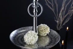 Elegante Etagere ORIENT 65cm silber im Wild Hammerschlag Design mit drei Etagen