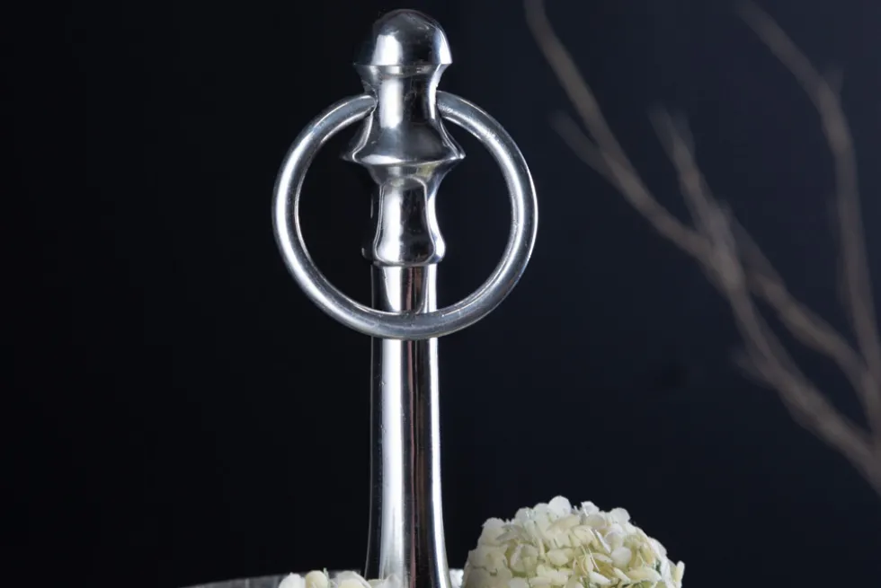 Elegante Etagere ORIENT 65cm silber im Wild Hammerschlag Design mit drei Etagen