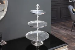 Elegante Etagere ORIENT 50cm silber im Rice Hammerschlag Design mit drei Etagen