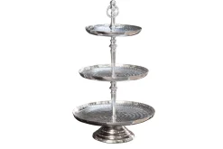 Elegante Etagere ORIENT 50cm silber im Rice Hammerschlag Design mit drei Etagen