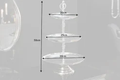 Elegante Etagere ORIENT 50cm silber im Rice Hammerschlag Design mit drei Etagen
