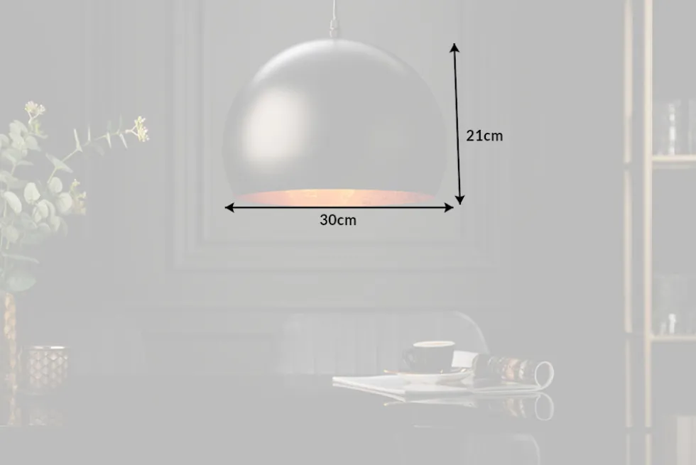 Elegante Hängelampe BLACK GOLDEN BALL 30cm schwarz mit Blattgoldoptik