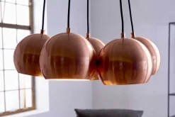 Elegante Hängelampe PERLOTTA kupfer mit 5 Schirmen Kugelleuchte