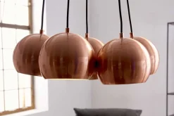 Elegante Hängelampe PERLOTTA kupfer mit 5 Schirmen Kugelleuchte
