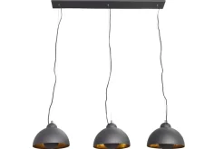 Elegante Hängelampe STUDIO 3 110cm schwarz Blattgold-Optik drei Schirme