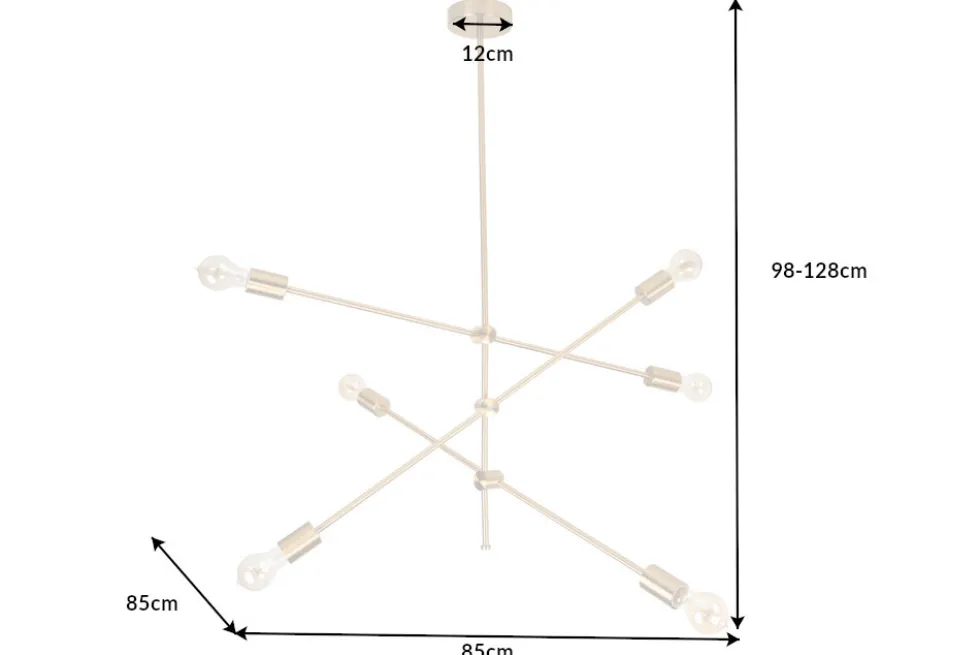 Elegante Hängelampe VARIATION 128cm gold mit sechs schwenkbaren Leuchten