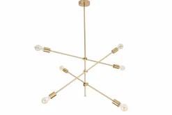 Elegante Hängelampe VARIATION 128cm gold mit sechs schwenkbaren Leuchten