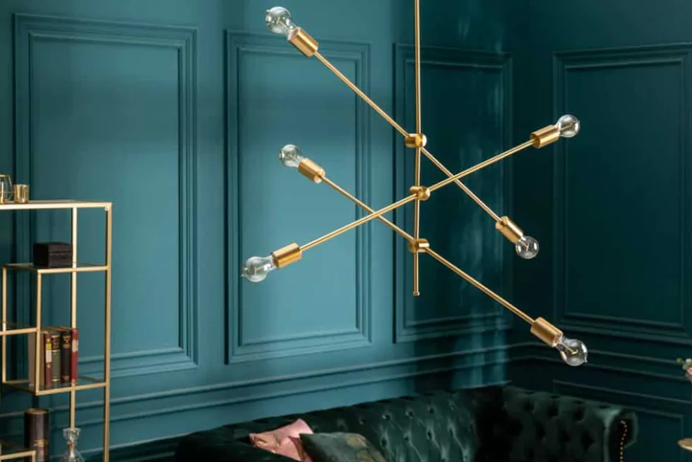 Elegante Hängelampe VARIATION 128cm gold mit sechs schwenkbaren Leuchten