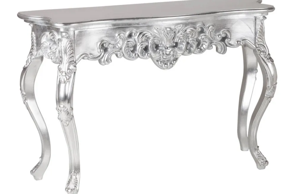 Elegante Konsole VENICE 110cm silber Barock Design Anrichte handgearbeitet