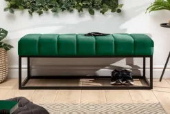 Elegante Sitzbank PETIT BEAUTÉ 110cm smaragdgrün Samt schwarzes Gestell