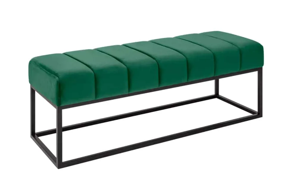 Elegante Sitzbank PETIT BEAUTÉ 110cm smaragdgrün Samt schwarzes Gestell
