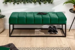Elegante Sitzbank PETIT BEAUTÉ 110cm smaragdgrün Samt schwarzes Gestell