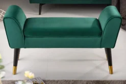 Elegante Sitzbank SCARLETT 90cm smaragdgrün Samt mit Armlehnen