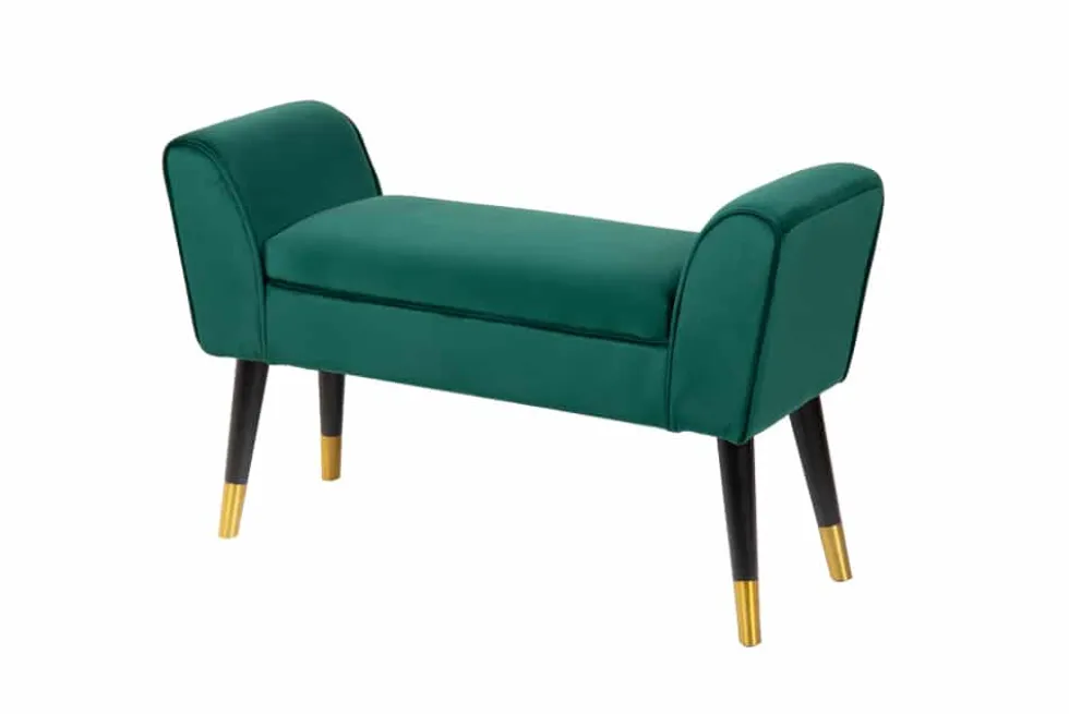 Elegante Sitzbank SCARLETT 90cm smaragdgrün Samt mit Armlehnen
