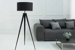 Elegante Stehlampe TRIPOD 145cm schwarz Retro Stehleuchte