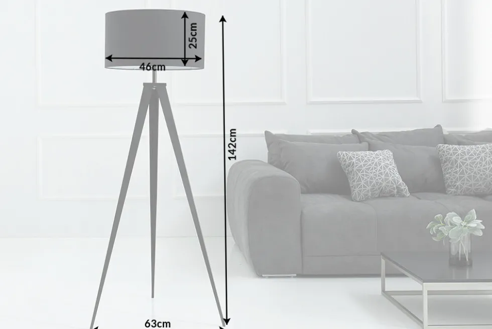 Elegante Stehlampe TRIPOD 145cm schwarz Retro Stehleuchte