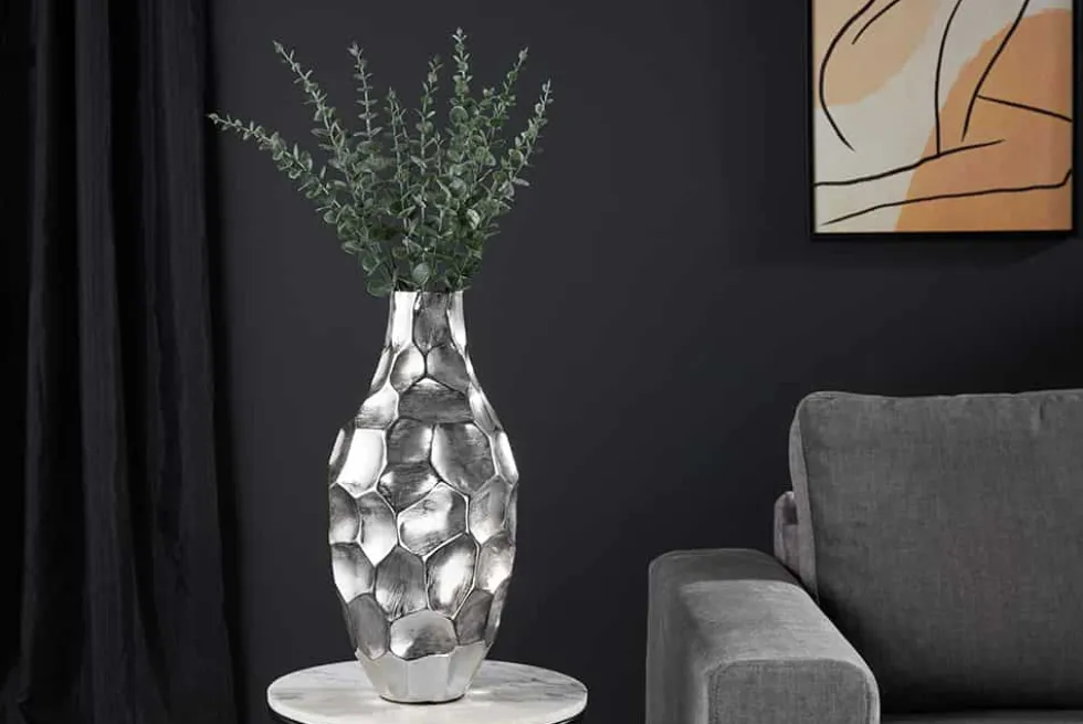 Elegante Vase ORGANIC ORIENT 45cm silber Hammerschlag Design