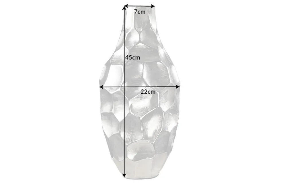 Elegante Vase ORGANIC ORIENT 45cm silber Hammerschlag Design