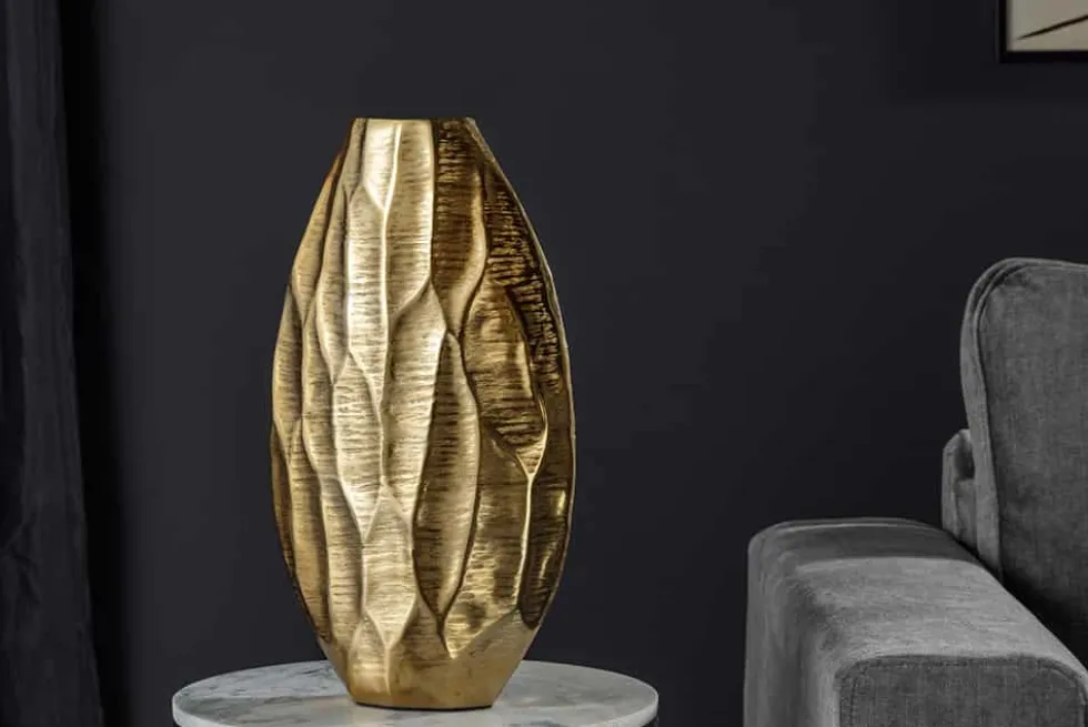 Elegante Vase ORGANIC ORIENT 44cm gold Hammerschlag Design