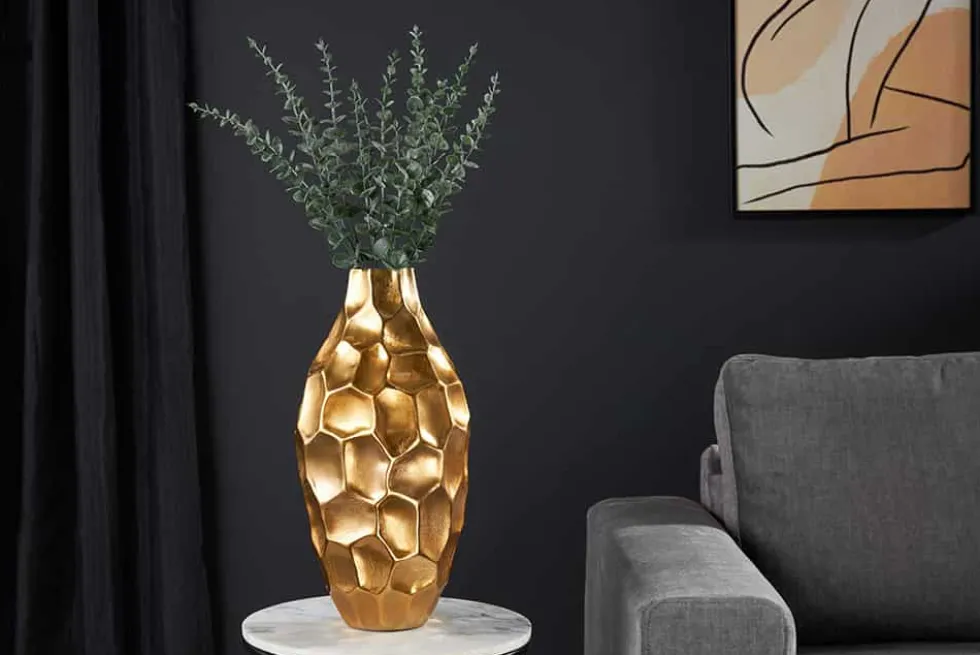Elegante Vase ORGANIC ORIENT 45cm gold Hammerschlag Design