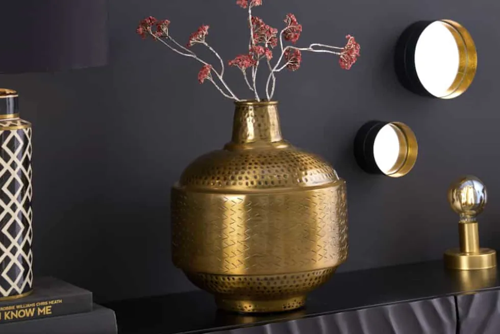 Elegante Vase ORIENT 35cm gold Hammerschlag Design